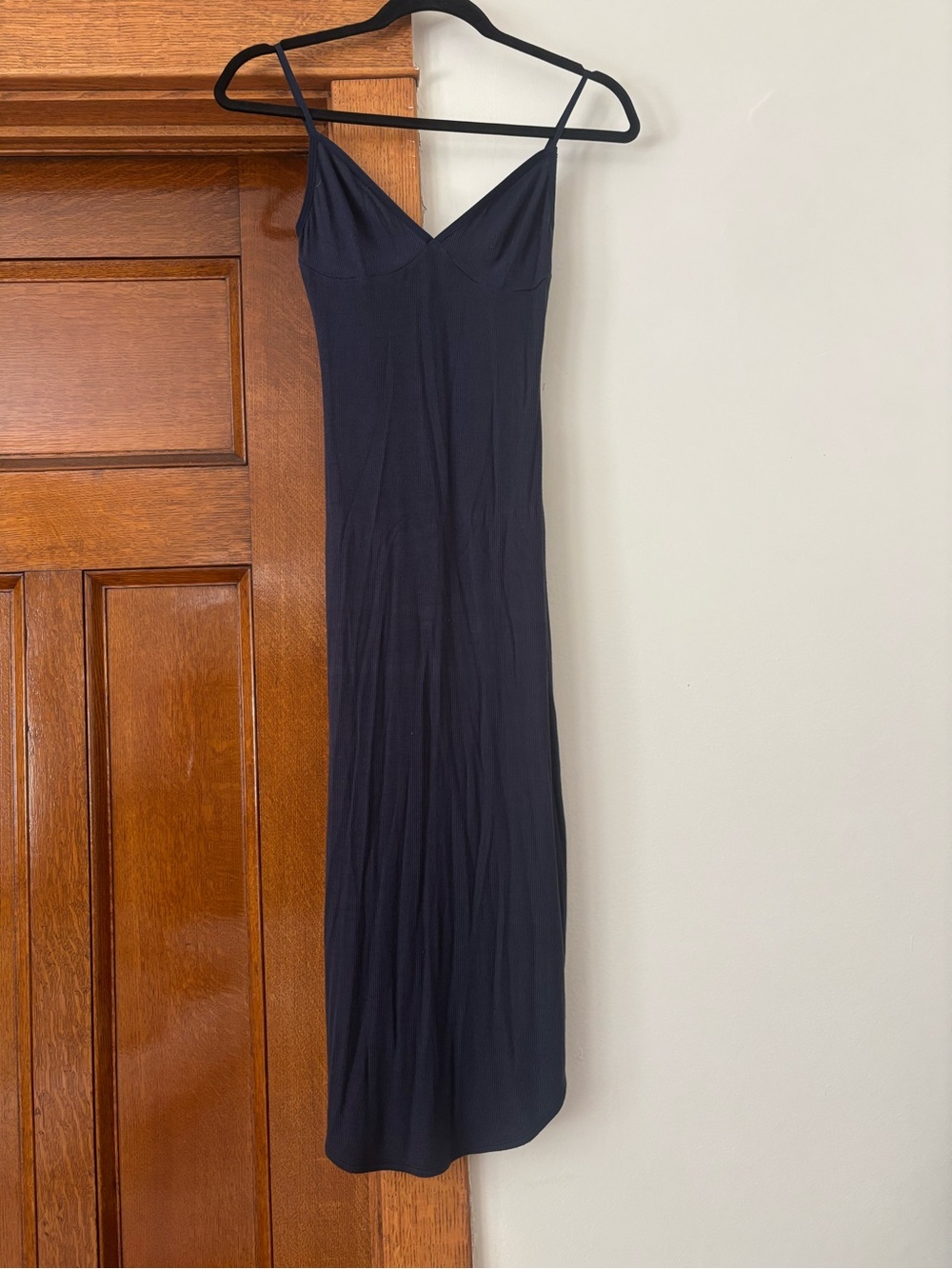 American Apparel Navy Slip Midi Dress with Spaghetti Straps